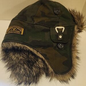 American Eagle Outfitters Green Camo Faux Fur Trapper Hat